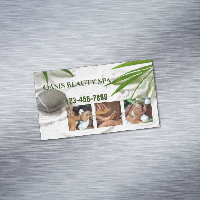 Zen Salon Aromatherapy Massage Therapy Beauty SPA Magnetic Business Card (In Situ)