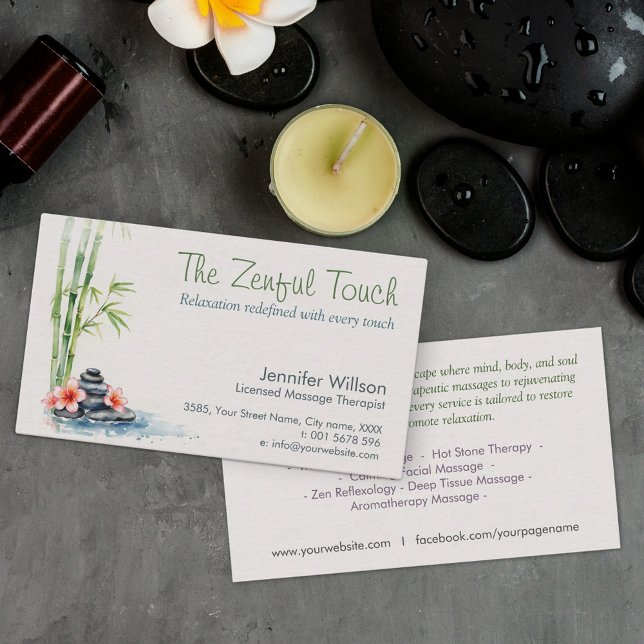 Zen Serenity - Massage Therapist Business Card (Creator Uploaded)