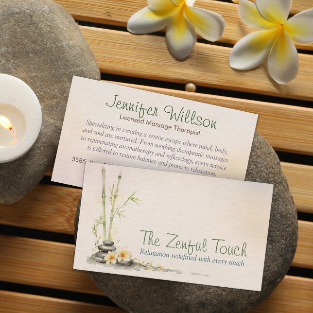 Zen Serenity Spa Watercolor Art Business Card (Creator Uploaded)