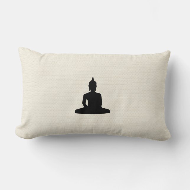 Zen Sitting Meditating Buddha Lumbar Cushion (Front)