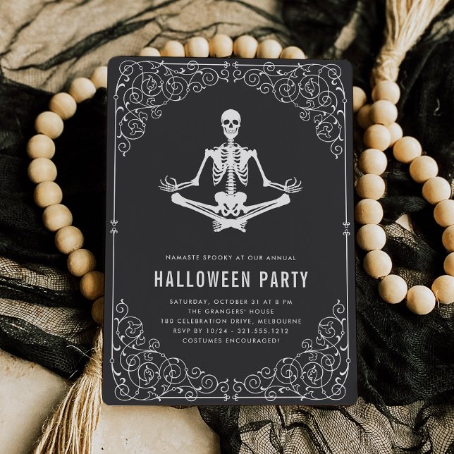 Zen Skeleton Halloween Party Invitation (Creator Uploaded)