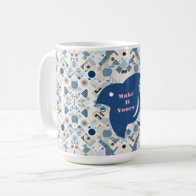 ZEN：Soft Blue & White Serenity Customizable  Coffee Mug (Front Left)