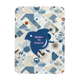 ZEN:Soft Blue & White Serenity Customizable Magnet