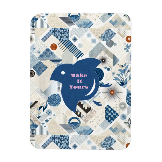 ZEN:Soft Blue & White Serenity Customizable Magnet (Vertical)