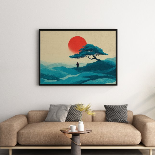 Zen Solitude Red Sun Wall Art Print Poster (Creator Uploaded)