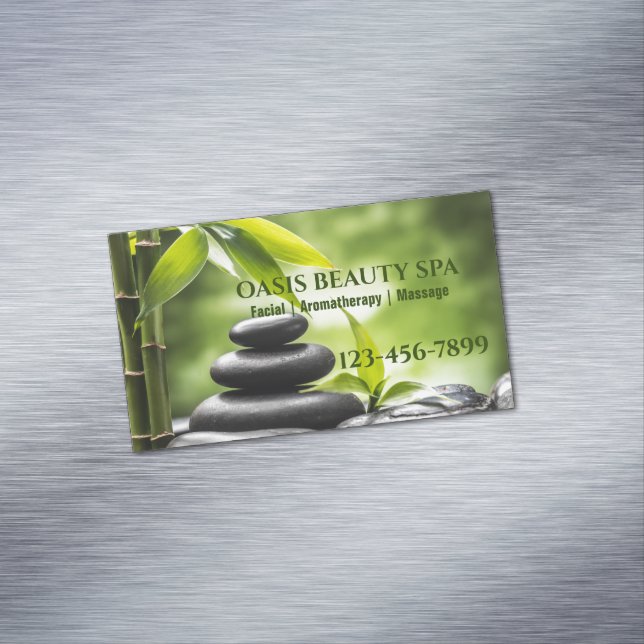 Zen SPA Beauty Salon Aromatherapy Massage Therapy Magnetic Business Card (In Situ)
