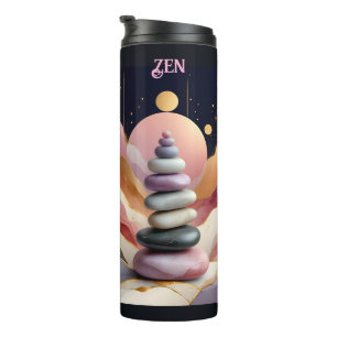 Zen Spiritual Stones Balance Cosmos Art Thermal Tumbler