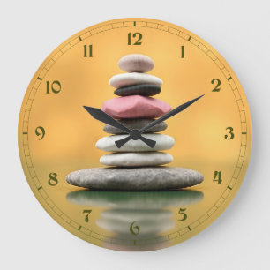 Zen Spiritual Stones Balance Therapeutic Art Large Clock