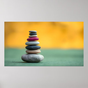  Zen Spiritual Stones Balance Therapeutic Art Poster