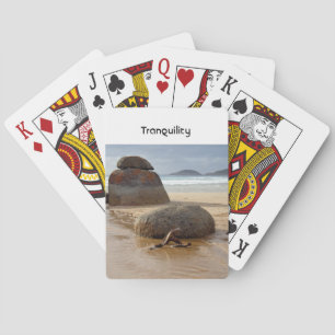 Zen Stacked Boulders on Beach Playing Cards