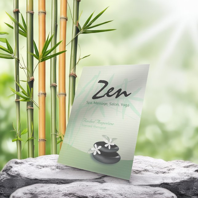 ZEN Stone Bamboo YOGA SPA Massage Beauty Salon Business Card (Creator Uploaded)