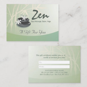 ZEN Stone Bamboo YOGA SPA Massage Gift Certificate