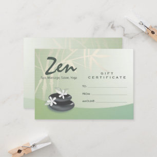 ZEN Stone Bamboo YOGA SPA Massage Gift Certificate