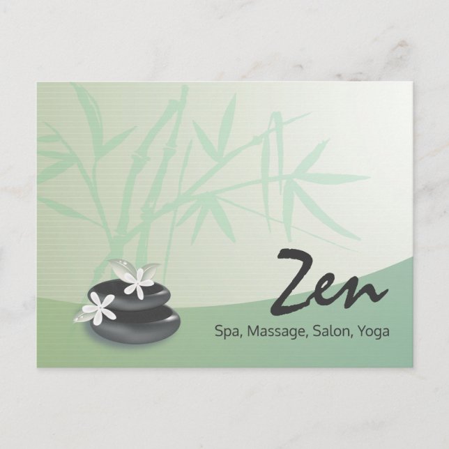 ZEN Stone Bamboo YOGA SPA Massage Therapy Salon Postcard (Front)