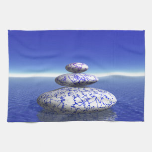 Zen Stone Blue Purple Ocean Love Peace Inspiration Tea Towel