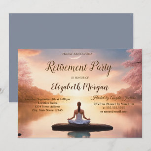 Zen Stone Meditation Girl Retirement Party  Invitation