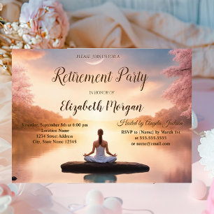 Zen Stone Meditation Girl Retirement Party Invitation