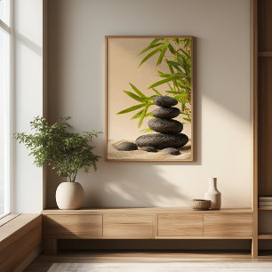 Zen Stone Stack - Minimal Japandi Wall Art Print