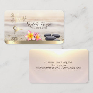 Zen Stones,Flowers,Gold Tree Women Silhouette Business Card