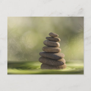 Zen stones in water postcard
