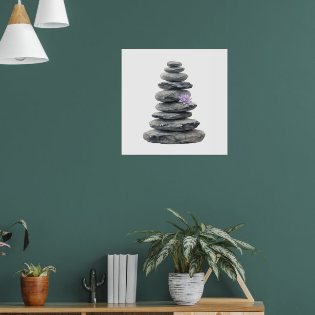 Zen Stones Lotus Blossom Art Print | Spiritual Wal (Living Room 1)