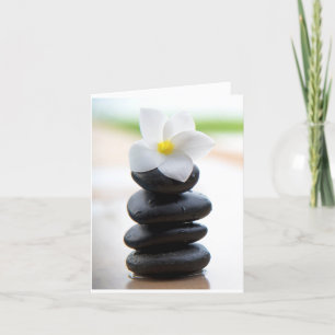 Zen Stones, Peaceful, Meditation, White Flower  Thank You Card