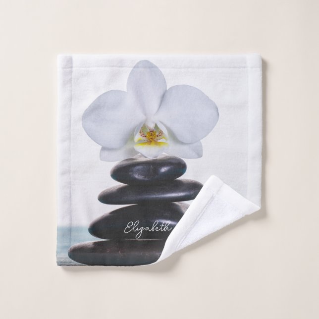 Zen stones White Orchid Bath Towel Set (Wash Cloth)