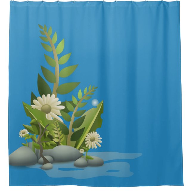 Zen Style Greenery Shower Curtain (Front)