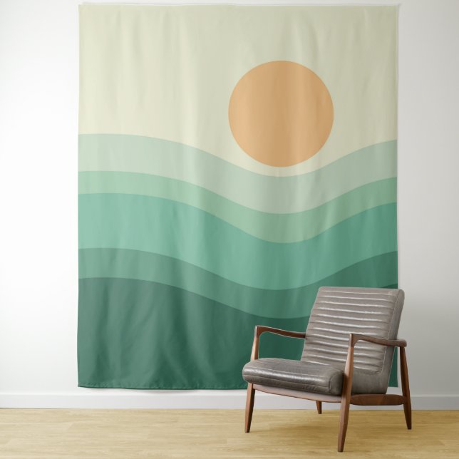 Zen Sun & Waves Tapestry (In Situ)
