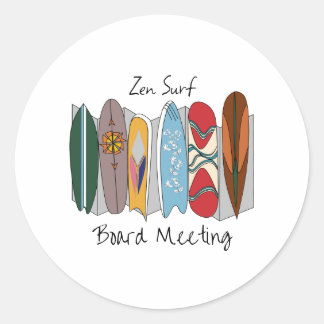 Zen Surf Board Meeting Classic Round Sticker