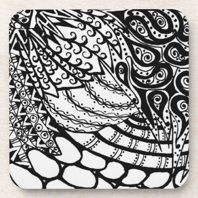 Zen Tangle Patterns Coaster (Front)