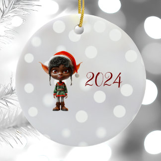 Zen Teen Christmas Elf Ceramic Ornament