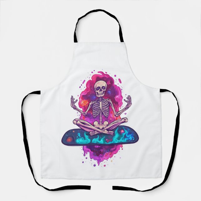 Zen to the Bone � Funny Space Yoga Skeleton Apron (Front)