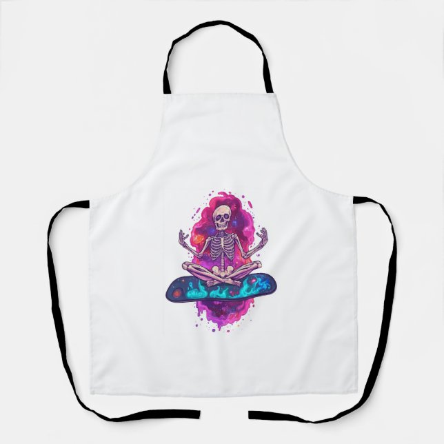 Zen to the Bone � Funny Space Yoga Skeleton Apron (Front)
