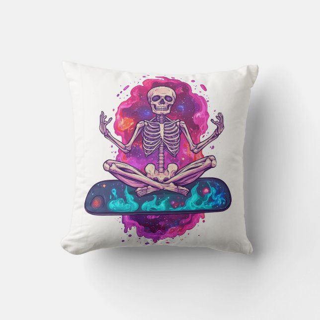 Zen to the Bone � Funny Space Yoga Skeleton Cushion (Front)