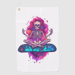 Zen to the Bone � Funny Space Yoga Skeleton Golf Towel