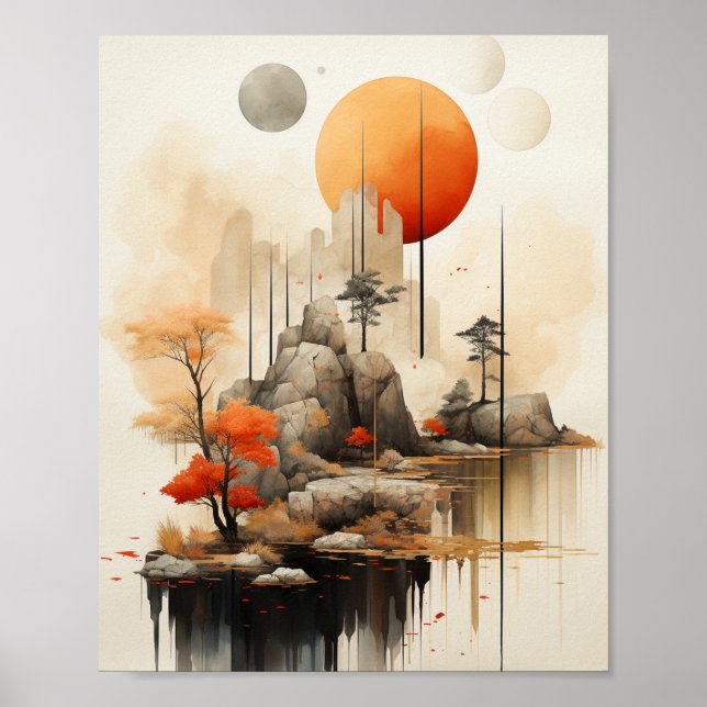 Zen Tranquillity: Mountainous Serenity Poster (Front)