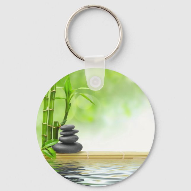 Zen tranquillity water garden by healing love key ring (Front)