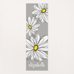 Zen Trendy Daisy with grey and yellow Yoga Mat