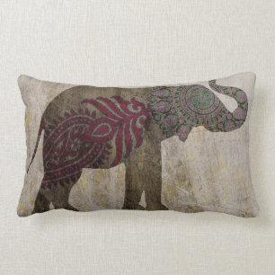 Zen Tribal Elephant Lumbar Cushion