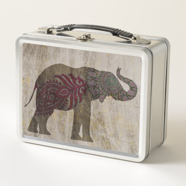 Zen Tribal Elephant Metal Lunch Box (Front)