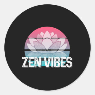 Zen Vibes Lotus Meditation Yoga Cute Positivity Te Classic Round Sticker