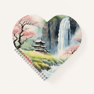 Zen Watercolor House Heart-Shaped Notebook