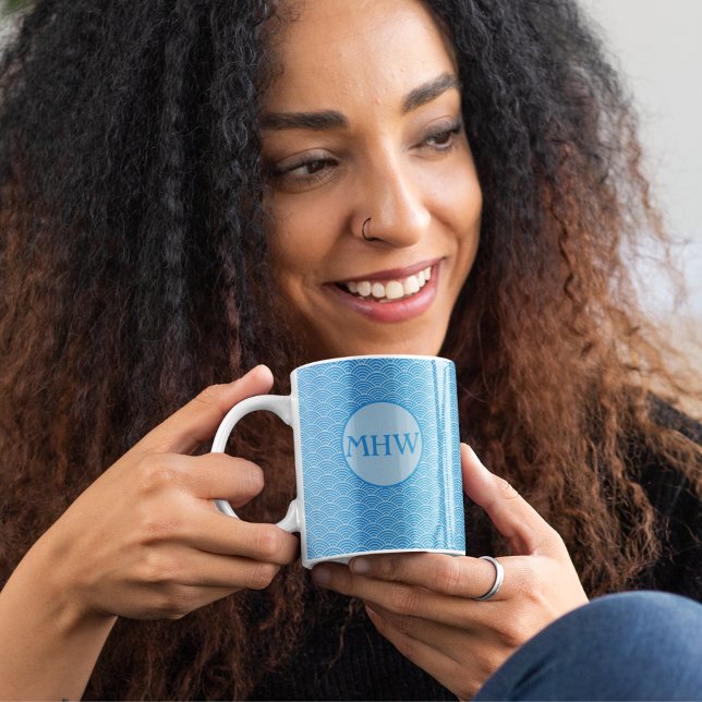 Zen Waves Asian-Inspired Monogram Coffee Mug (Creator Uploaded)