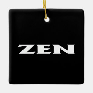 Zen white black square ceramic ornament