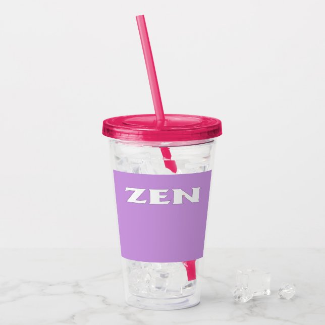 Zen white lilac fuchsia acrylic tumbler (Front Ice)