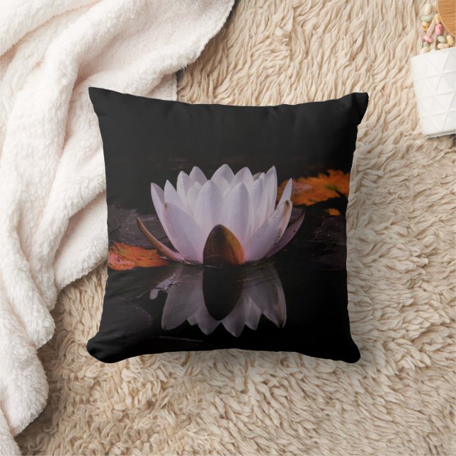 Zen White Lotus Flower Cushion (Blanket)