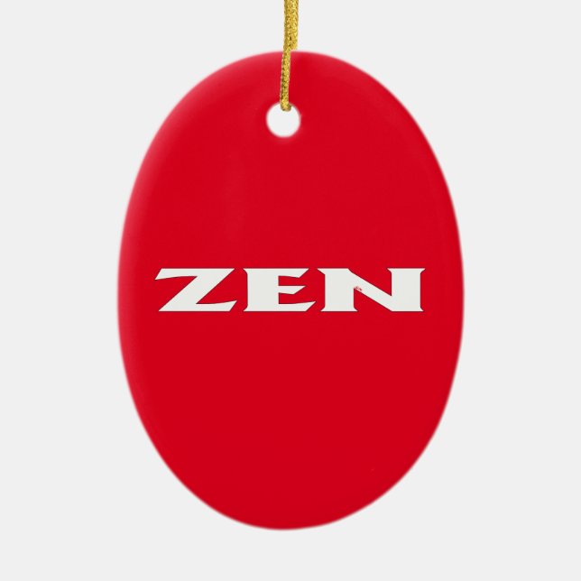 Zen white red oval ceramic ornament (Front)