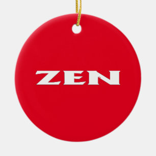 Zen white red round ceramic ornament