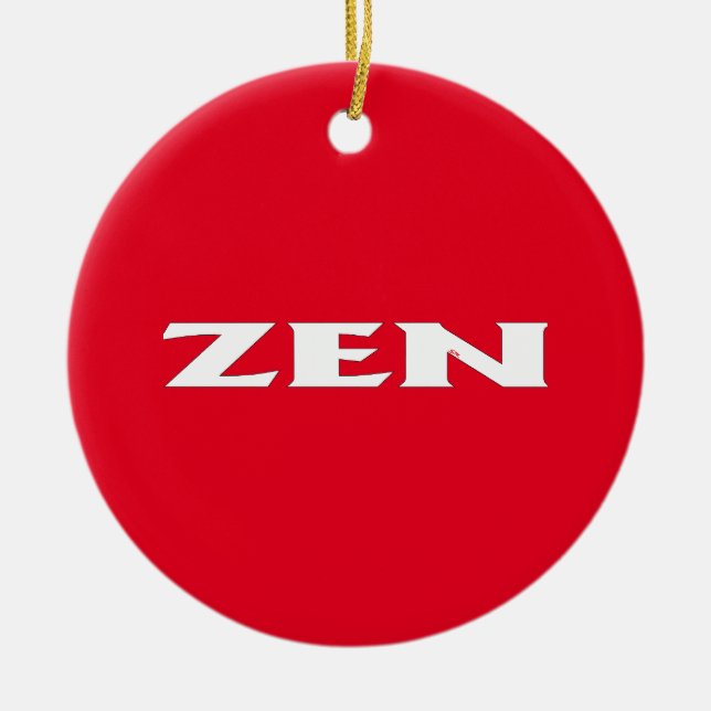 Zen white red round ceramic ornament (Front)